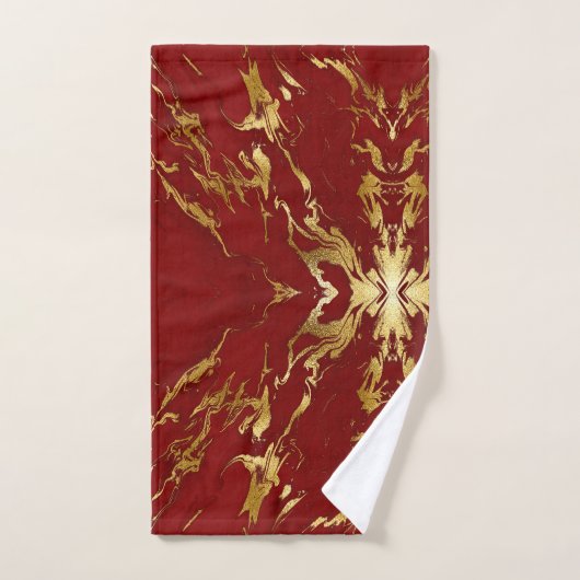 Elégant marbre Rouge Or Faux  (Serviette à main)