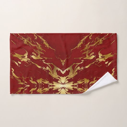 Elégant marbre Rouge Or Faux  (Serviette à main)