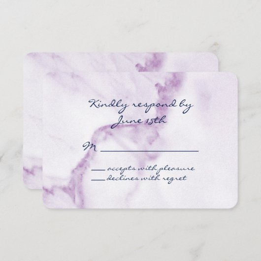Élégant marbre violet RSVP (Devant / Derrière)