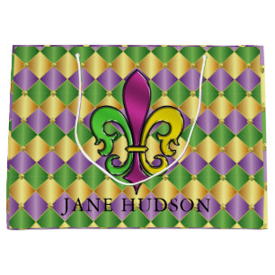 Elegant Mardi Gras Fleur De Lis Design Gift Bag Groot Cadeauzakje