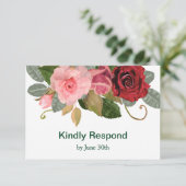 Elégant mariage à la frontière rouge et rose RSVP (Debout devant)