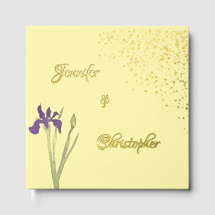 Élégant mariage à l'aquarelle Iris or et violet pâ