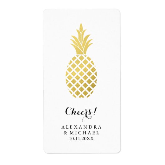 Élégant Mariage à vin d'ananas Étiquette (Devant)