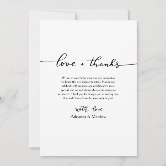 Élégant Mariage Amour Et Script De Merci | Photo (Dos)