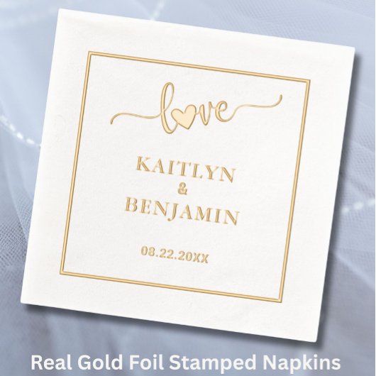 Elégant Mariage Amour Véritable Gold Foil Stampé