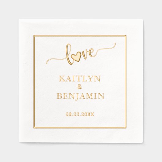 Elégant Mariage Amour Véritable Gold Foil Stampé (Recto)