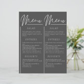 Elégant mariage aquarelle gris foncé menu double (Debout devant)