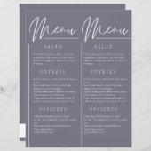 Elégant mariage aquarelle gris sombre menu double (Devant / Derrière)