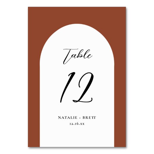 Élégant Mariage Arc | Numéro de table en terre cui (Par défaut)