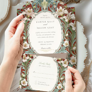 Elégant Mariage Art Nouveau avec carte RSVP
