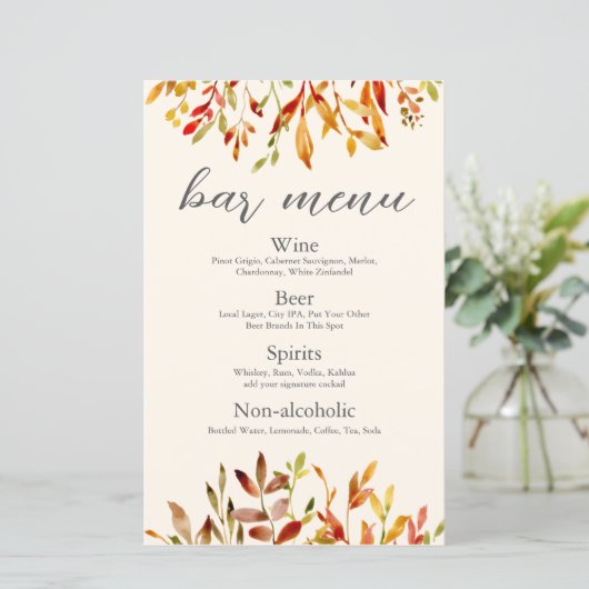 Élégant Mariage Automne personnalisé Feuilles d'au (Debout devant)