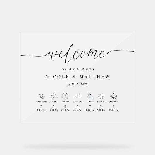 Elégant mariage Bienvenue et chronologie Frosted (Recto)