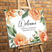 Élégant Mariage Bienvenue Pêche Florale