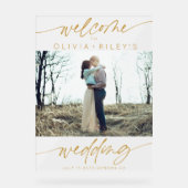 Elégant Mariage Bienvenue Photo Frosted | Doré (Recto)