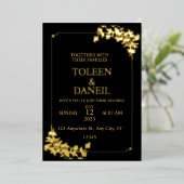 Élégant mariage Black and Gold Foil Invitation (Debout devant)
