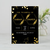 Élégant mariage Black and Gold Foil Invitation (Debout devant)