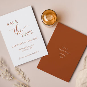 Elégant Mariage Blanc Orange Enregistrer La Carte