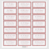 Élégant Mariage blanc rouge Étiquettes de adresse (Feuille)