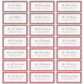 Élégant Mariage blanc rouge Étiquettes de adresse (Devant)
