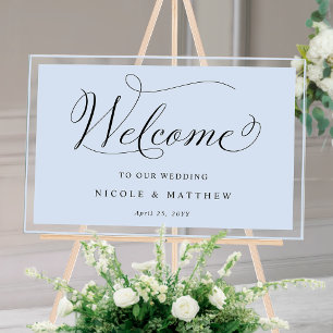 Élégant Mariage Bleu Bienvenue Symbole acrylique