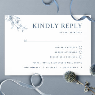 Elégant Mariage bleu blanc avec/sans repas RSVP