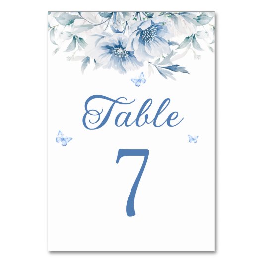 Elégant Mariage bleu Dusty Numéro de table (Dos)