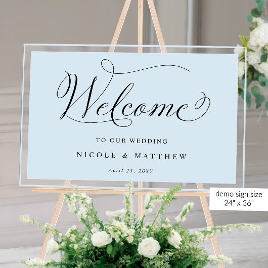 Élégant Mariage bleu Dusty Welcome Acrylique