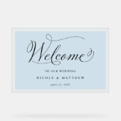 Élégant Mariage bleu Dusty Welcome Acrylique (Recto)