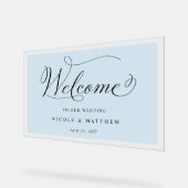 Élégant Mariage bleu Dusty Welcome Acrylique (Angle)