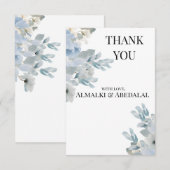 Elégant Mariage bleu floral Carte de remerciements (Devant / Derrière)