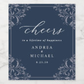 Élégant Mariage bleu marine Étiquettes de bouteill (Étiquettes simples)