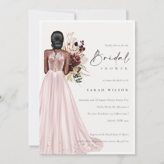 Élégant Mariage Blush Gown Invitation Fête des mar (Devant)