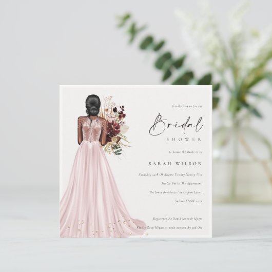 Élégant Mariage Blush Gown Invitation Fête des mar (Debout devant)