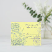 Elégant mariage botanique Cartes RSVP bleu jaune (Debout devant)