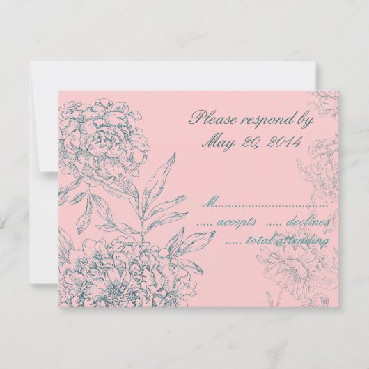 Elégant mariage botanique Cartes RSVP Pink Jade (Devant)