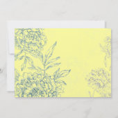 Elégant mariage botanique Invitations Bleu jaune (Dos)