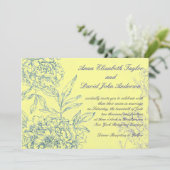 Elégant mariage botanique Invitations Bleu jaune (Debout devant)
