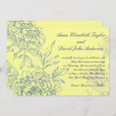 Elégant mariage botanique Invitations Bleu jaune (Devant / Derrière)