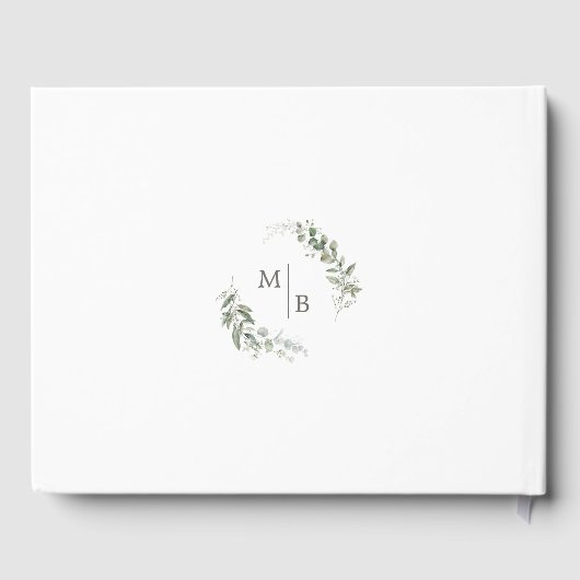Élégant Mariage Botanique Monogramme Livre d'or (Verso)