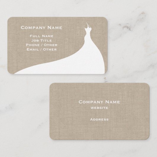 Élégant Mariage Burlap Carte de visite (Devant / Derrière)