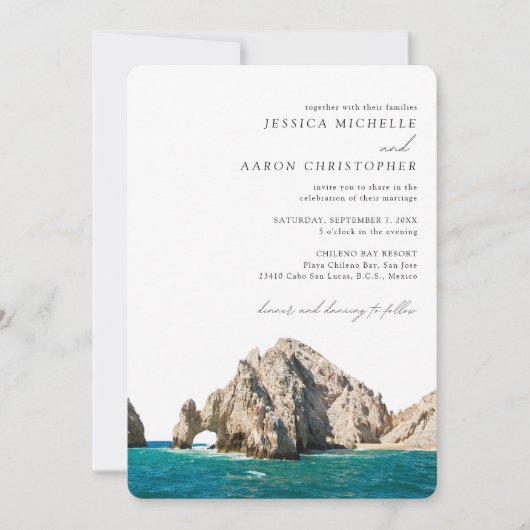 Elégant Mariage Cabo Custom Invitation Pittoresque (Devant)