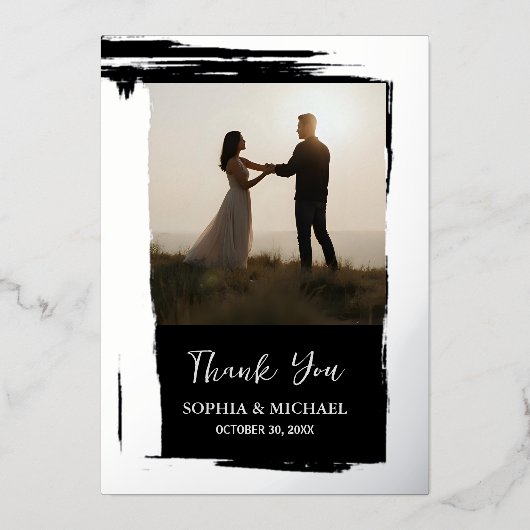 Elégant mariage Carte de remerciements 2 Photo Arg (Recto)
