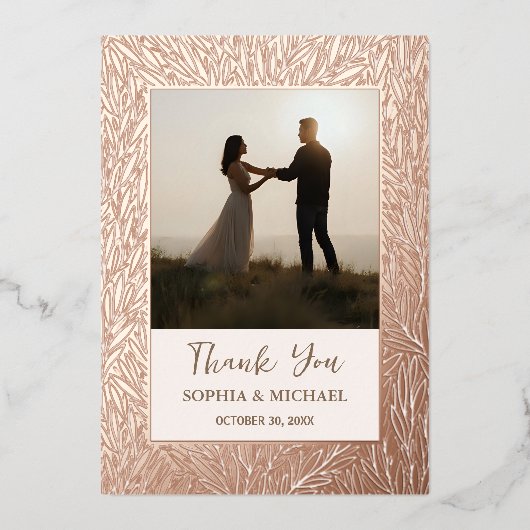 Elégant mariage Carte de remerciements 2 Photo Ros (Recto)