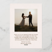 Elégant mariage Carte de remerciements 2 Photo Ros (Verso)