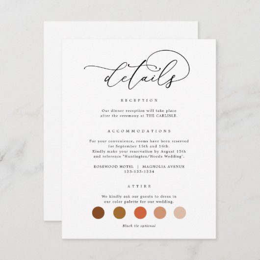 Élégant mariage Cartes de code vestimentaire (Devant / Derrière)