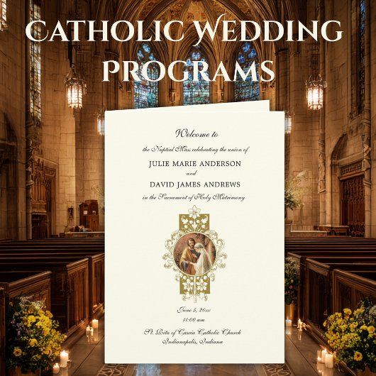 Élégant Mariage catholique Programme de Masse lati