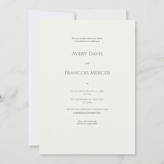 Elégant mariage couleur beige Invitations (Devant)