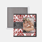Élégant Mariage damassé Favor Magnet : rouge/noir (Recto/Verso)