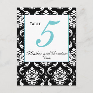 Elegant Mariage damassé Numéro de table Carte 3