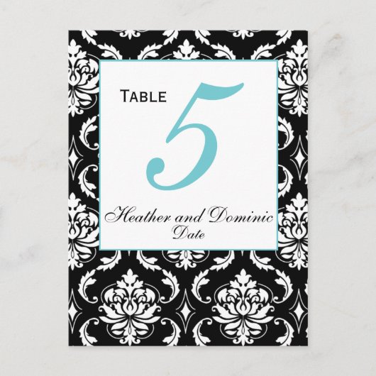 Elegant Mariage damassé Numéro de table Carte 3 (Devant)